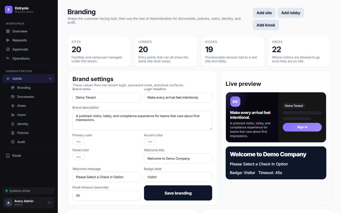 Greeted branding and rollout page