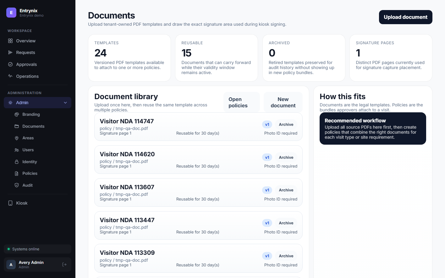 Greeted documents page