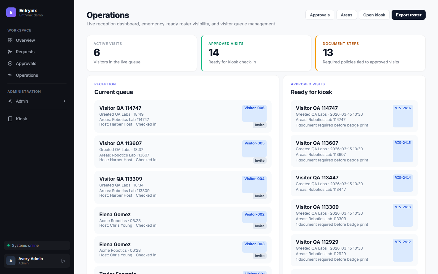 Greeted operations page