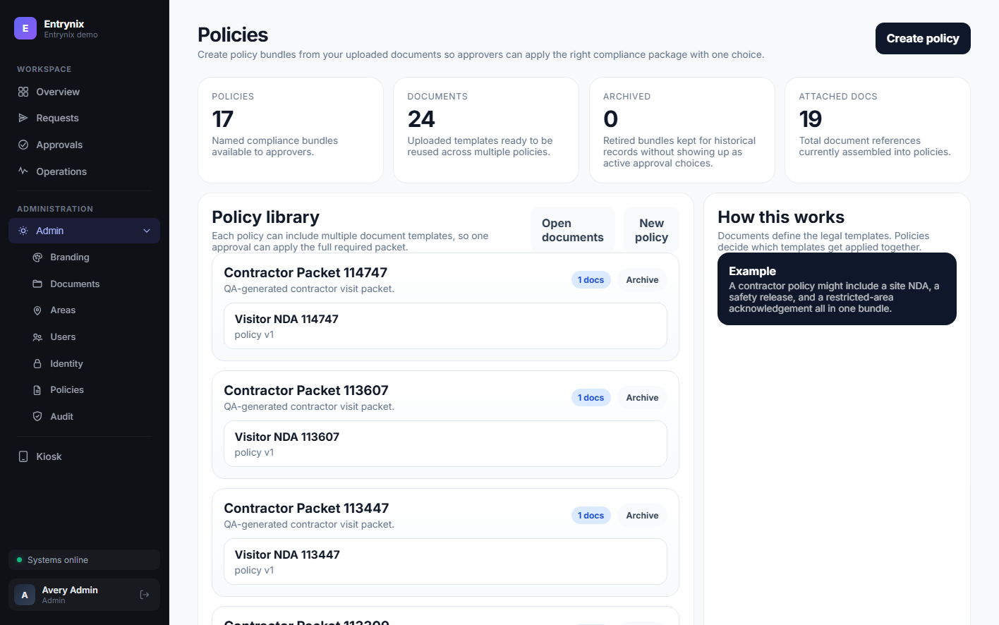 Greeted policies page
